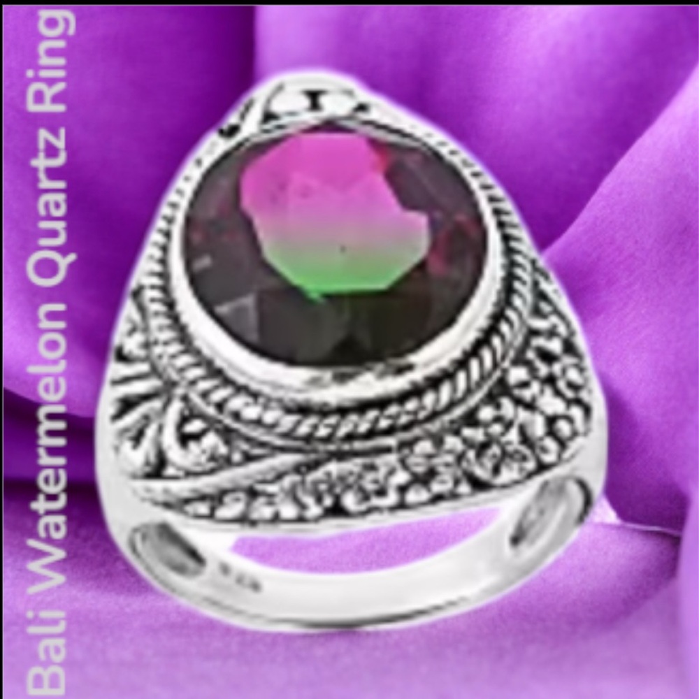 Bali Legacy Watermelon 🍉 Quartz Solitaire Ring In Sterling Silver NWOT